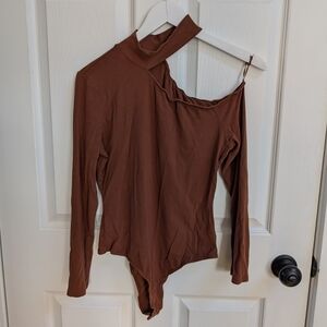Astr Asymmetrical Brown Bodysuit